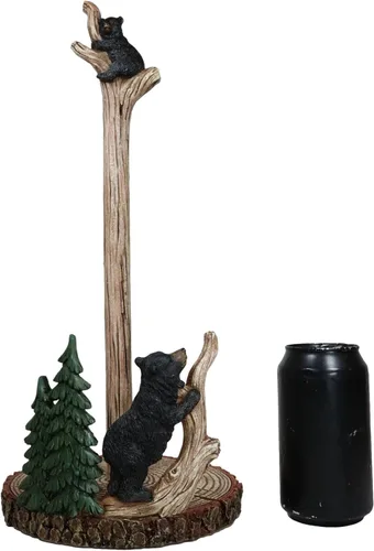 Vista 7 de Ebros Gift Naturaleza rústica Vida silvestre Bosque Cachorros de oso negro escalada en rama de árbol en bosque de pinos soporte dispensador de papel