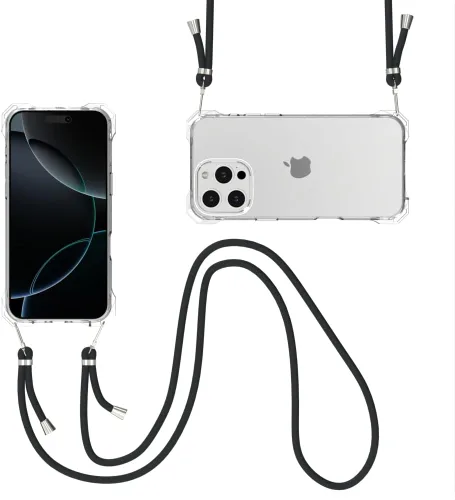 Vista 16 de Funda transparente para iPhone 13 con correa cruzada ajustable desmontable, ajuste delgado, funda protectora a prueba de golpes con cordón de hombro