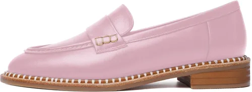 Vista 2 de FOGEENA Mocasines de cuero mate para mujer, estilo casual, sin cordones, punta redonda, tacón bajo grueso, zapatos de vestir de 1 pulgada