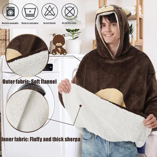 Vista 7 de Lovemonster Unisex Animal Cosplay Animal Pajamas Cozy Flannel Sherpa Pullover Adult Christmas Halloween Costume
