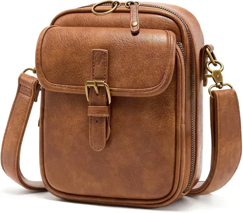 Vista 12 de Bolsos cruzados pequeños para mujeres de cuero vegano, carteras mensajero, monedero vintage antirrobo, bolsos de hombro con ranuras para tarjetas