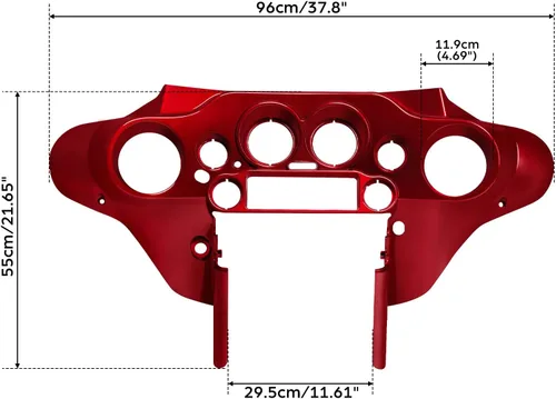 Vista 2 de Green-L Cubierta pintada del velocímetro de carenado interior para Harley Touring Street Electra Glide 1996-2013 (resplandor rojo Ember)