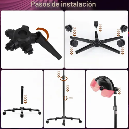 Vista 7 de Secador de pelo con capucha, secador de pelo profesional de pie con ajuste de tiempo, controles táctiles y 3 ajustes de temperatura, secador de pelo