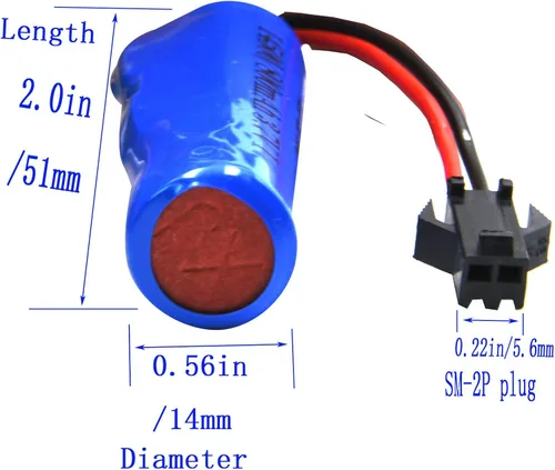 Vista 2 de Blomiky Paquete de 2 baterías recargables de iones de litio de 3.7 V 500 mAh, enchufe SM 2P con cable USB para auto de acrobacias RC de doble cara