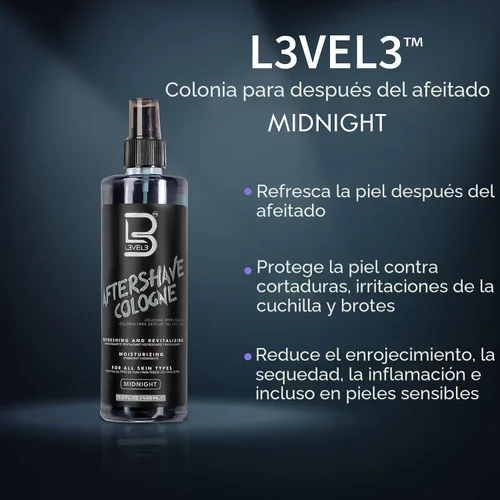 Vista 4 de L3 Colonia de spray para después del afeitado Level 3 - Suaviza la piel - Refresca y alivia la cara y la piel - Fórmula hidratante nivel tres