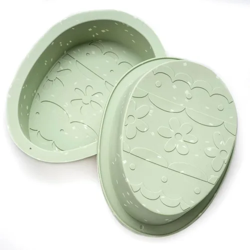 Vista 2 de Moldes para pastel de huevo, molde de silicona para huevos de Pascua, paquete de 2 moldes grandes rompibles para huevos de 7 pulgadas, moldes