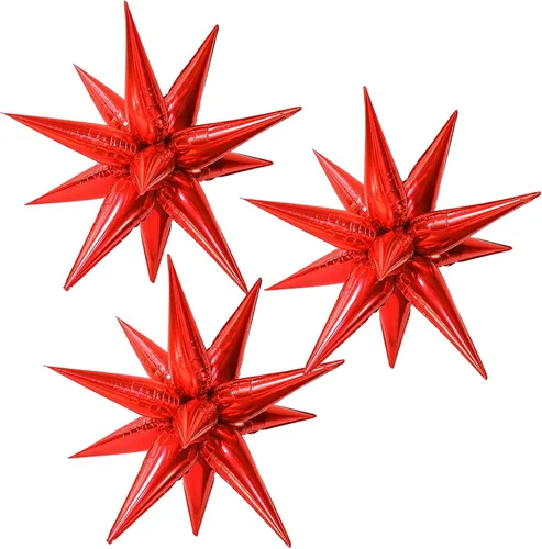 Vista 12 de 3 globos de aluminio con forma de estrella de explosión 3D de 26 pulgadas, globos de aluminio negro con forma de cono de estrella para cumpleaños