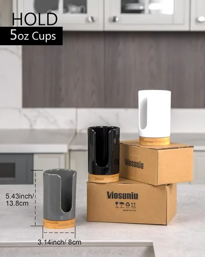 Vista 7 de Dispensador de tazas de baño de cerámica, soporte desechable de papel y plástico de 3 a 5 onzas, dispensador de tazas de enjuague bucal para baño