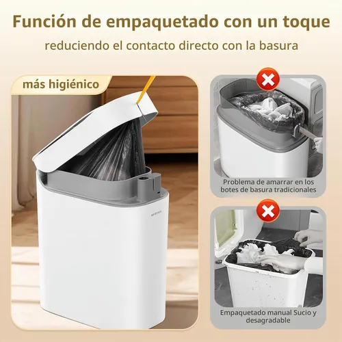 Vista 3 de MOPALL - Bote de basura automático con sensor de movimiento con tapa, 3.5 USB-C de 3.5 galones