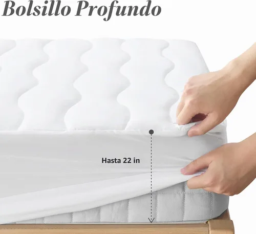 Vista 3 de Almohadilla de colchón impermeable doble de algodón transpirable para niños, suave y silenciosa