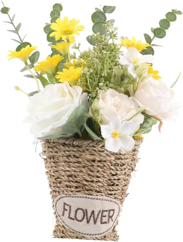 Vista 7 de 1 jarrón de mimbre de ratán marrón para almacenamiento, decoración y contenedor de plantas