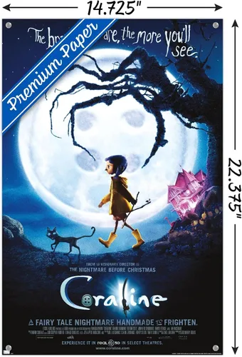 Vista 3 de Trends International Coraline Braver - Póster de pared de una hoja, 14.72 x 22.37 pulgadas, paquete de póster premium y alfiler