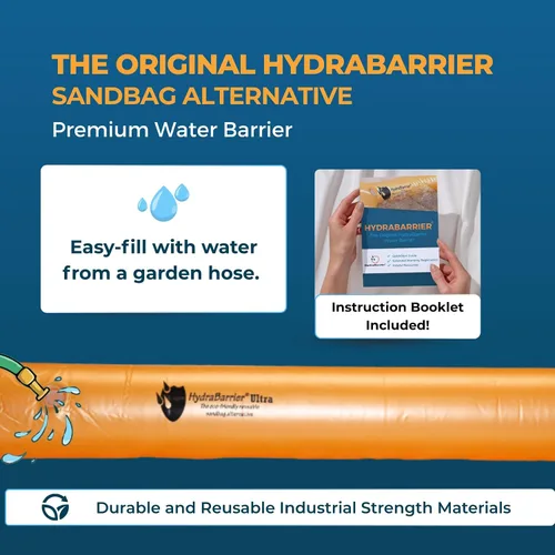 Vista 2 de La mejor alternativa al saco de arena: Hydrabarrier Ultra de 5 pulgadas. Tubos de desviación de agua ligeros, reutilizables y ecológico. Elija entre