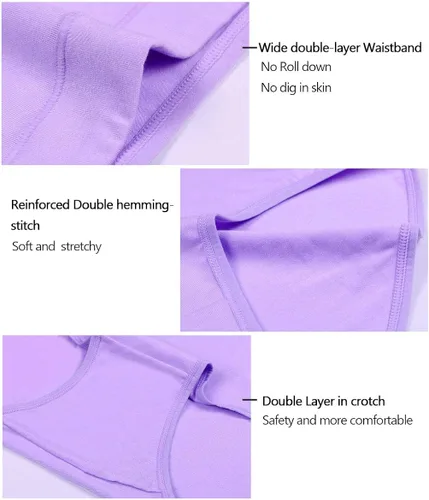 Vista 7 de Ropa interior para mujer, de algodón, a media cintura, no marca los rollitos, cobertura completa, calzones para mujer, lencería, paquete con varias