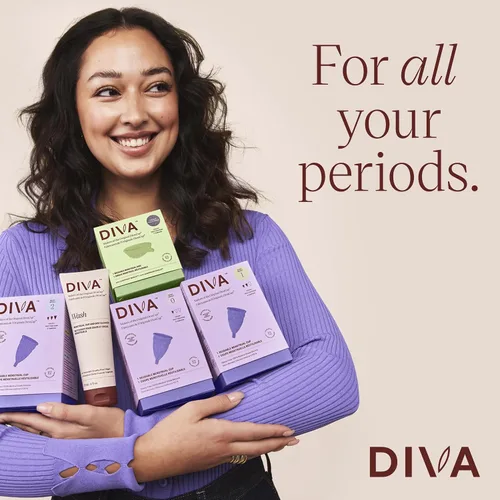 Vista 7 de Copa Diva - Copa de silicona de grado médico para el cuidado del período - Copa menstrual reutilizable - Hasta 12 horas de uso continuo - Modelo 0