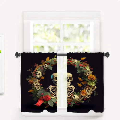 Vista 88 de Cortinas opacas de cocina con pintura al óleo de Europa rosa y negra para ventanas, cenefas opacas modernas de torre Eiffel de poliéster multicapa