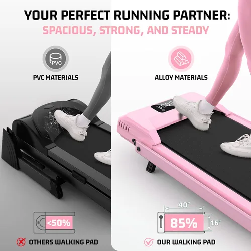 Vista 4 de FUNMILY Cinta de Correr Plegable con Almohadilla de Caminata Mejorada con Inclinación del 12%/15% y Barra de Manejo, Cintas de Correr Compactas