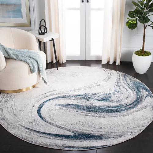 Vista 17 de SAFAVIEH Orchard Collection - Alfombra decorativa de 4 pies 5 pulgadas x 6 pies 5 pulgadas, gris y azul, diseño abstracto moderno, no desprende