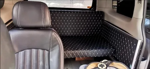 Vista 6 de Tela de espuma acolchada de vinilo, hilo multipatrón, material de piel sintética, tapicería para muebles, cabeceros de muebles, tela interior Negro