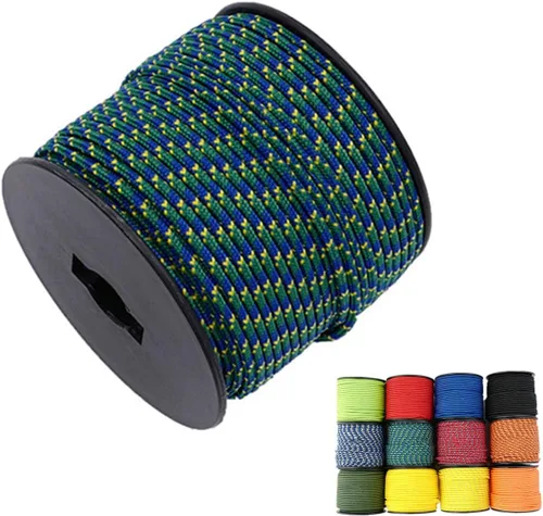 Vista 10 de Cuerda de nailon trenzada sólida de 1/8 pulgadas (3mm) de 164 pies, 5 hebras, paracord, cuerda delgada para manualidades, multiusos, resistente a