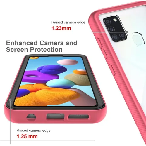 Vista 5 de Asuwish Funda de teléfono para Samsung Galaxy A21S con protector de pantalla de vidrio templado y soporte delgado, funda protectora híbrida