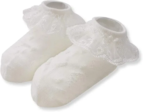 Vista 2 de Juebm Infant Baby Girls Ruffle Socks Toddler Dress socks,Pack of 356 Baby Frilly Lace Ankle Socks