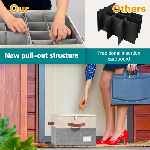 Vista 3 de Organizador de zapatos para armario, contenedores de almacenamiento de zapatos plegables con cubierta transparente, soporte para zapatos que ahorra