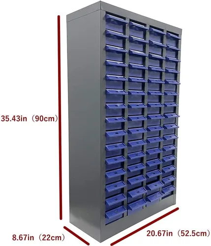 Vista 2 de Gabinete de piezas de 60 cajones de pernos y tuercas de almacenamiento de herramientas de hardware piezas de acero para almacenamiento