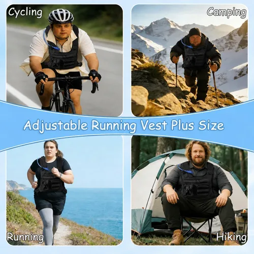 Vista 6 de King Mills Plus Size Hydration Trail Running Vest with Water Pouch Black
