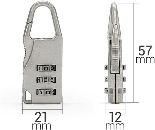 Vista 4 de Mini Combination Lock for Luggage Suitcase Backpack Suitcase 3 Digit Combination Security Security Padlock Zinc Alloy Silver