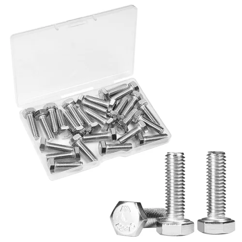 Vista 16 de 25 Piezas M6 Tornillos Hexagonales M6-1.0 x 16mm Tornillo de Cabeza Hexagonal 304 Acero Inoxidable M6-1.0mm Tornillos Hexagonales Tornillos