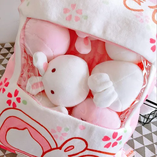 Vista 4 de REFAHB Linda almohada de peluche Almohada de regalo extraíble Juguetes de peluche creativos para niñas (Conejo)