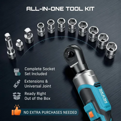 Vista 5 de Seesii 1/2" Impact Wrench & 3/8" Ratchet Combo Kit for Auto Repair