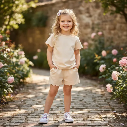 Vista 2 de Aalizzwell Traje de verano para niña pequeña 2-5T Albaricoque