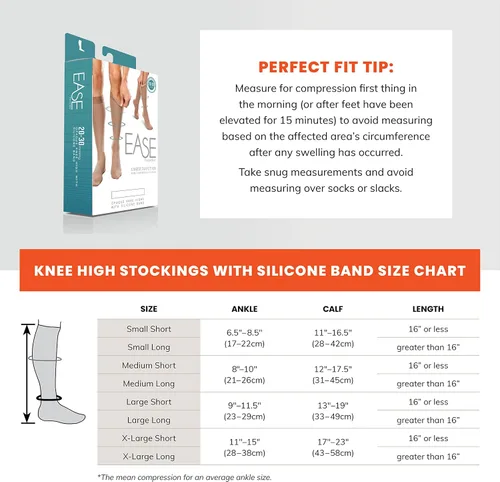 Vista 3 de Ease Opaque Silicone Support Band Knee Highs - 20-30mmHg Moderate Compression Stockings