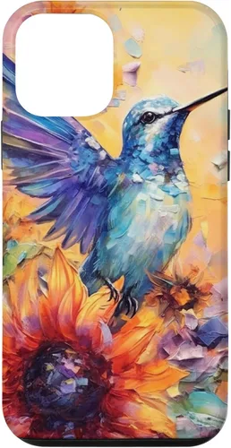 Vista 16 de Colorful Watercolor Sunflower Nature Purple Blue Hummingbird Case for iPhone 17