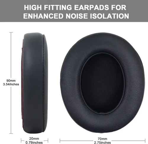 Vista 3 de Almohadillas de repuesto compatibles con Beats Studio 3.0/2.0, cubiertas para auriculares con espuma de alta densidad, cuero suave, almohadillas
