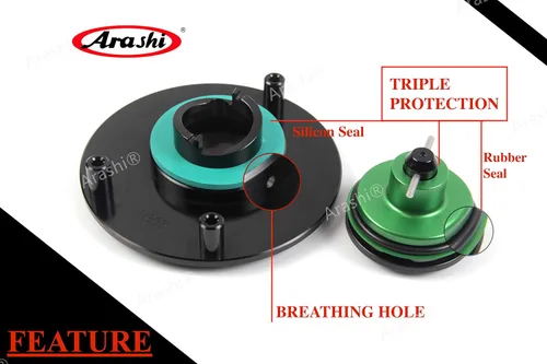 Vista 7 de Arashi Tapa de tanque de combustible CNC sin llave para Kawasaki Ninja 400 R/Ninja 650R ER6F ER6N / Vulcan 650 S / Z125 / Z650 / Z750 / Z750R