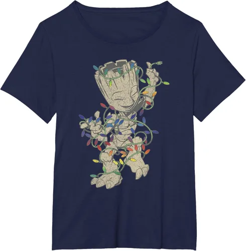 Vista 10 de Marvel Camiseta de luces navideñas Guardians Of The Galaxy Groot, Negro, S