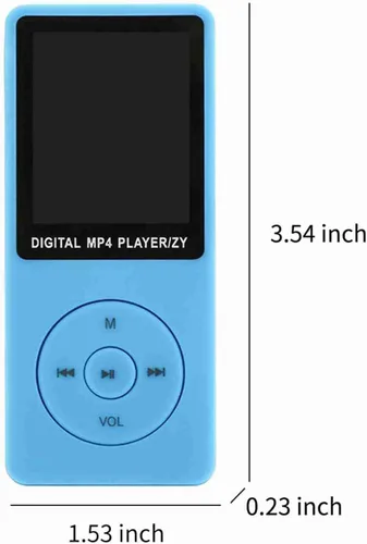 Vista 2 de Reproductor de música con altavoz, pantalla de 1.8 pulgadas, reproductor de audio digital recargable, reproductor MP4 portátil de 32 GB para Azul
