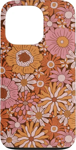 Vista 10 de Retro Flowers Meadow Floral Groovy 60s Pink Orange Brown Case for iPhone 17