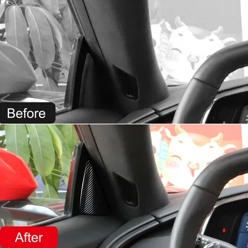 Vista 2 de ITrims Para Chevrolet Corvette C8 2020 2021 2022 2023 Accesorios de coche Una cubierta de pilar triangular Car Styling Decoración Pegatina ABS Fibra