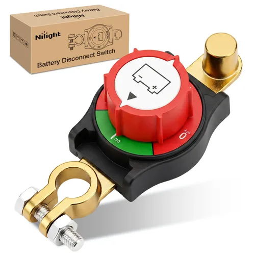 Vista 17 de Nilight Battery Disconnect Switch with Waterproof Key and Cover 12V 24V On Off Battery Master Isolator Cut Off Power Kill Switch for Car Marine Boat