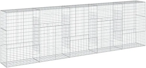 Vista 121 de vidaXL Cesta de gavión con tapa, 39.4 x 19.7 x 39.4 pulgadas, hierro galvanizado rectangular, resistente a la intemperie, montaje sin herramientas