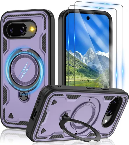 Vista 27 de Gritup fro Funda para Google Pixel 9A, funda protectora magnética de grado militar compatible con Mag-Safe, 2 protectores de pantalla HD, soporte