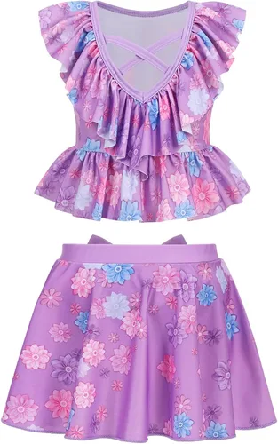 Vista 2 de AmzApparel Encanto Mirabel - Traje de baño para niñas, Isabella, conjunto de bikini de 2 piezas
