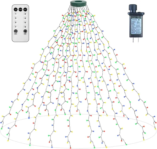 Vista 8 de aneeway 400 luces LED para árbol de Navidad, luces de Navidad con 8 modos de luz y función de memoria, 16 cadenas de luces de 6.6 pies con función