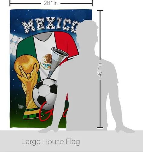 Vista 2 de HS192101-BO-02 - Bandera de la Copa del Mundo de México (28" x 40" con mástil de bandera), multicolor