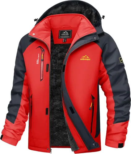 Vista 10 de MAGCOMSEN Chaqueta de esquí de invierno para hombre, chaquetas resistentes al agua y nieve, abrigos de forro polar cálido, para snowboard, trabajo