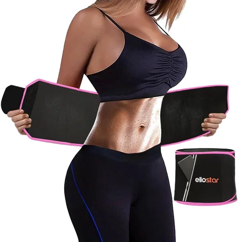 Vista 9 de ellostar Faja reductora de cintura para mujeres y hombres y banda de control de abdomen, moldeador de cuerpo, sauna, banda para el sudor